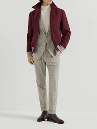 Silk Blend Flecked Chalk Stripe Leisure Fit Trousers with Pleat