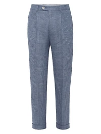 Comfort Wool, Silk and Linen Prince of Wales Leisure Fit Trousers