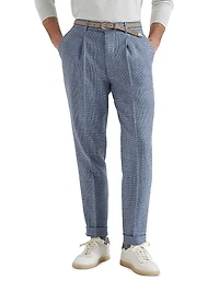 Comfort Wool, Silk and Linen Prince of Wales Leisure Fit Trousers