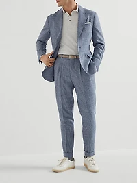 Comfort Wool, Silk and Linen Prince of Wales Leisure Fit Trousers