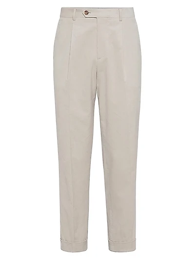 Sea Island Cotton Narrow Wale Corduroy Leisure Fit Trousers