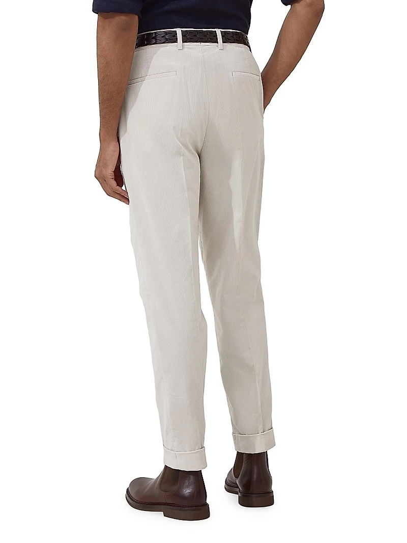 Sea Island Cotton Narrow Wale Corduroy Leisure Fit Trousers