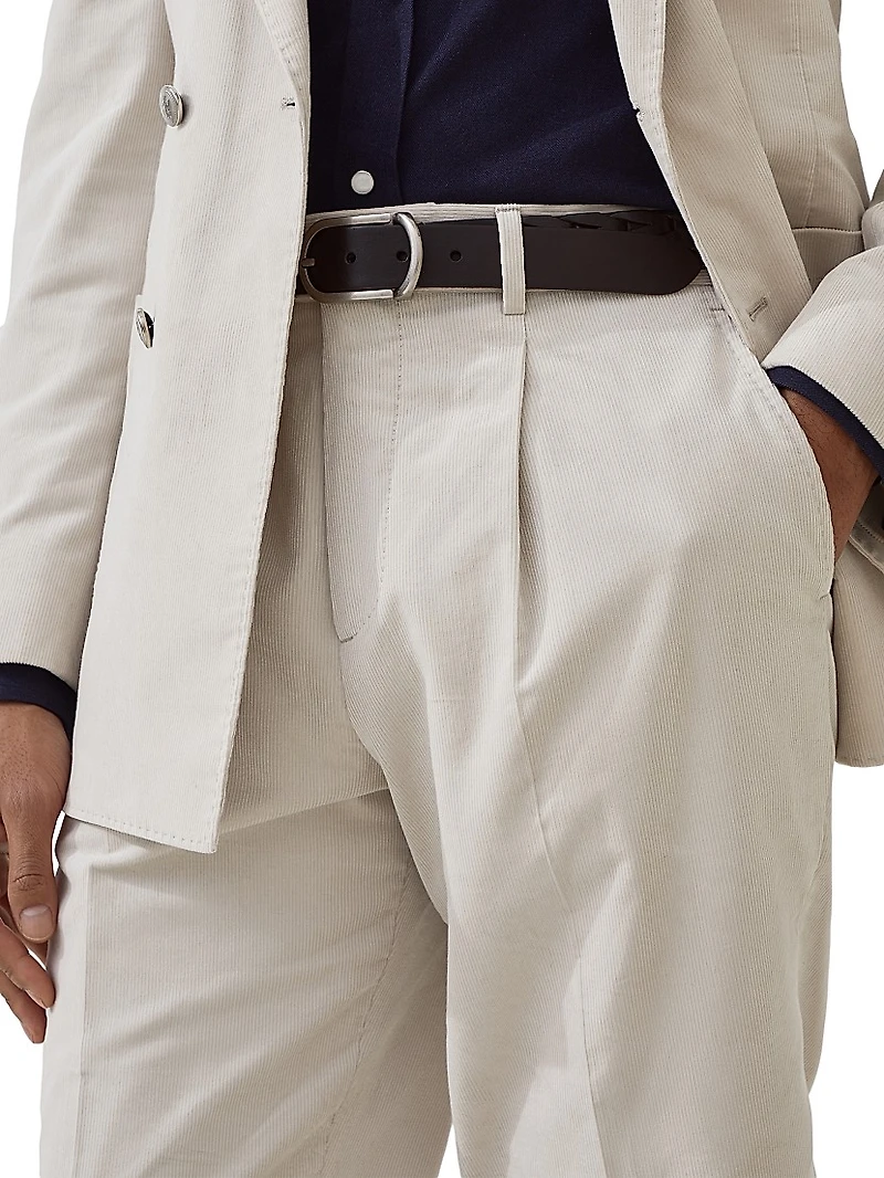 Sea Island Cotton Narrow Wale Corduroy Leisure Fit Trousers