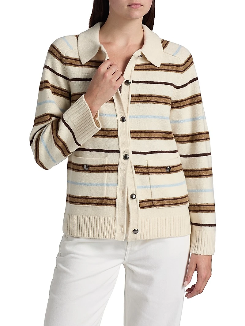 Peggy Striped Wool Oversized Cardigan