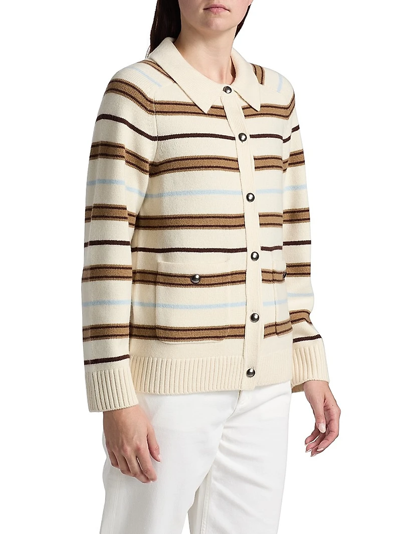 Peggy Striped Wool Oversized Cardigan