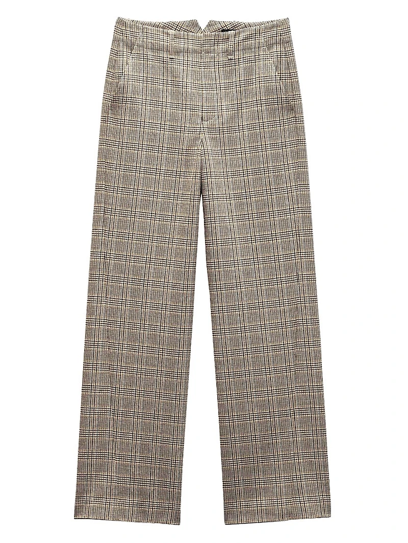 Shea Plaid Wool-Blend Straight-Leg Pants