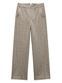 Shea Plaid Wool-Blend Straight-Leg Pants