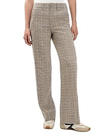 Shea Plaid Wool-Blend Straight-Leg Pants