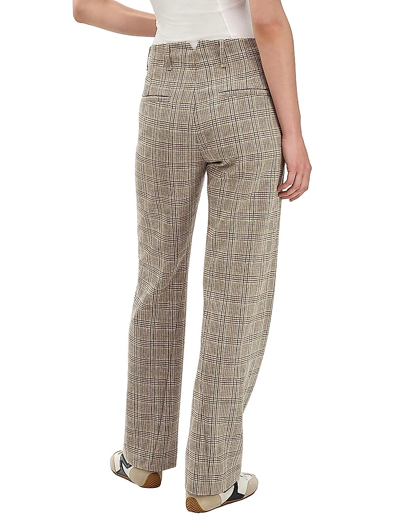 Shea Plaid Wool-Blend Straight-Leg Pants