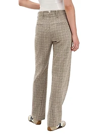 Shea Plaid Wool-Blend Straight-Leg Pants