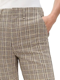 Shea Plaid Wool-Blend Straight-Leg Pants