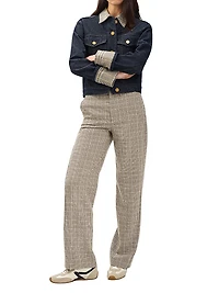 Shea Plaid Wool-Blend Straight-Leg Pants