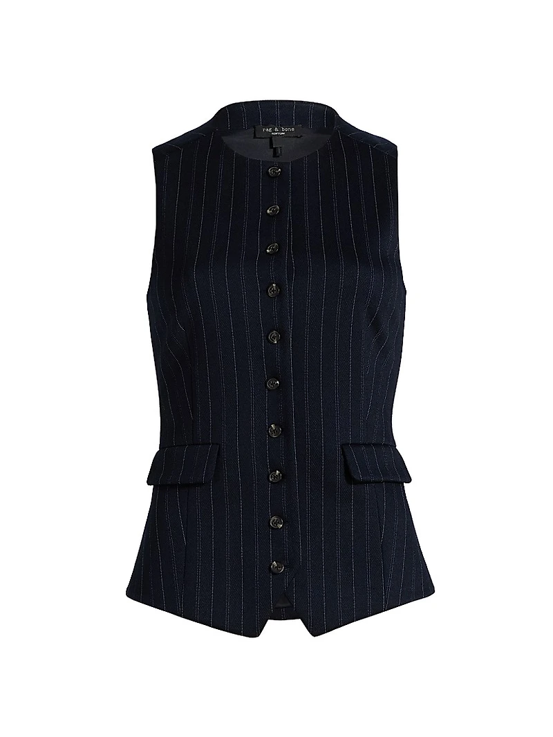 Irina Plaid Ponte Collarless Vest
