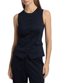 Irina Plaid Ponte Collarless Vest