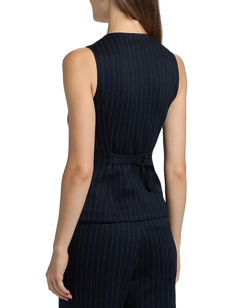 Irina Plaid Ponte Collarless Vest