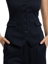 Irina Plaid Ponte Collarless Vest