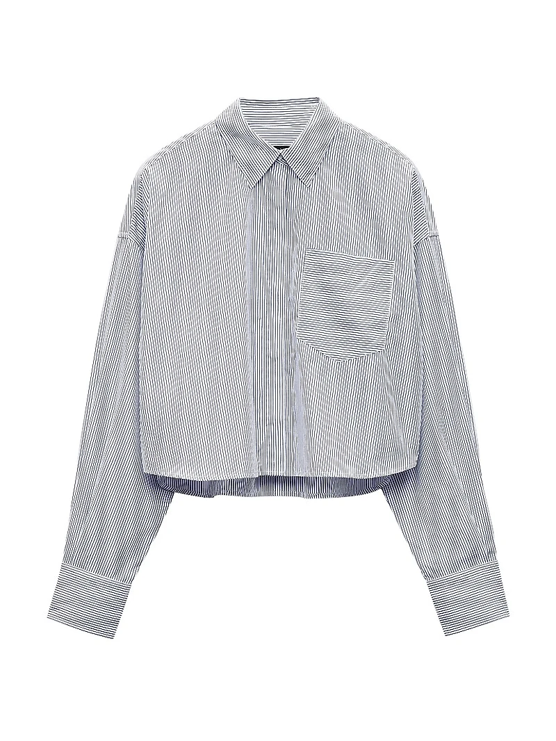 Marin Striped Cotton Crop Shirt