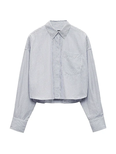 Marin Striped Cotton Crop Shirt