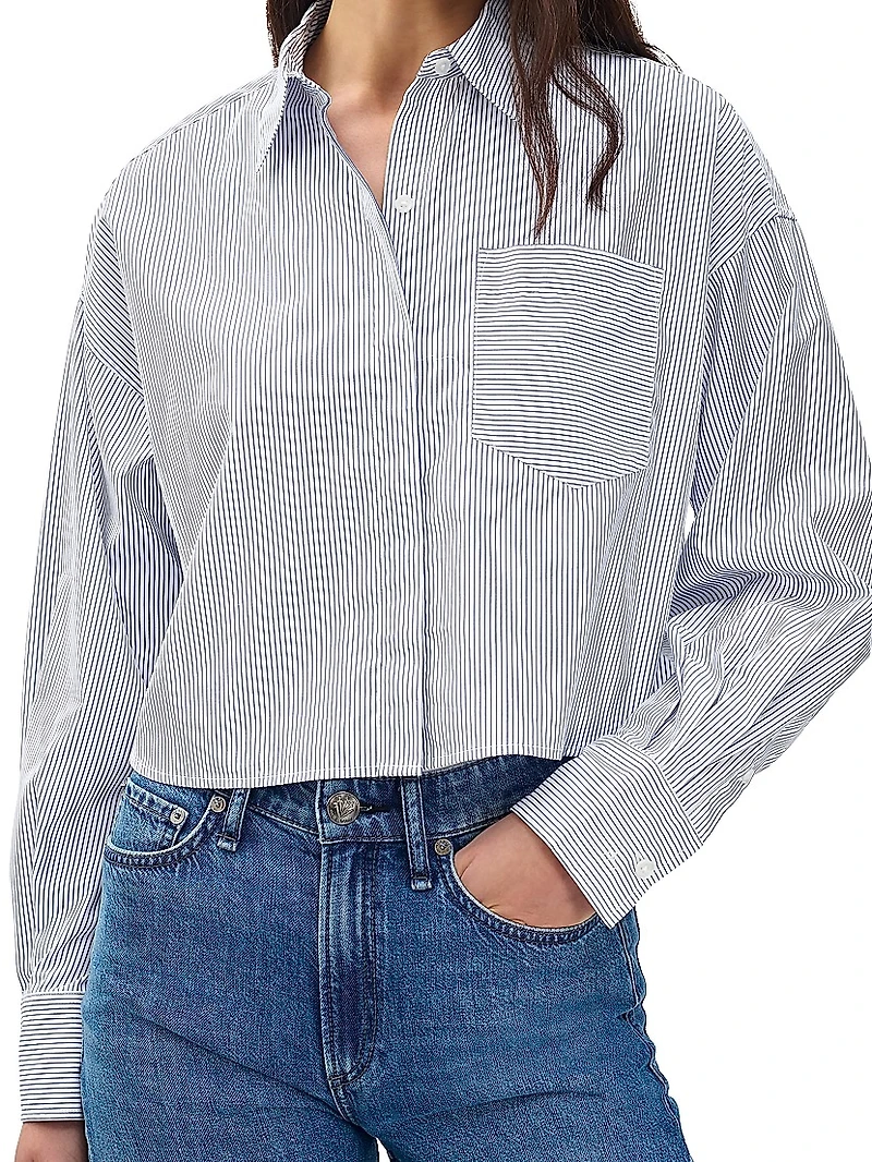 Marin Striped Cotton Crop Shirt