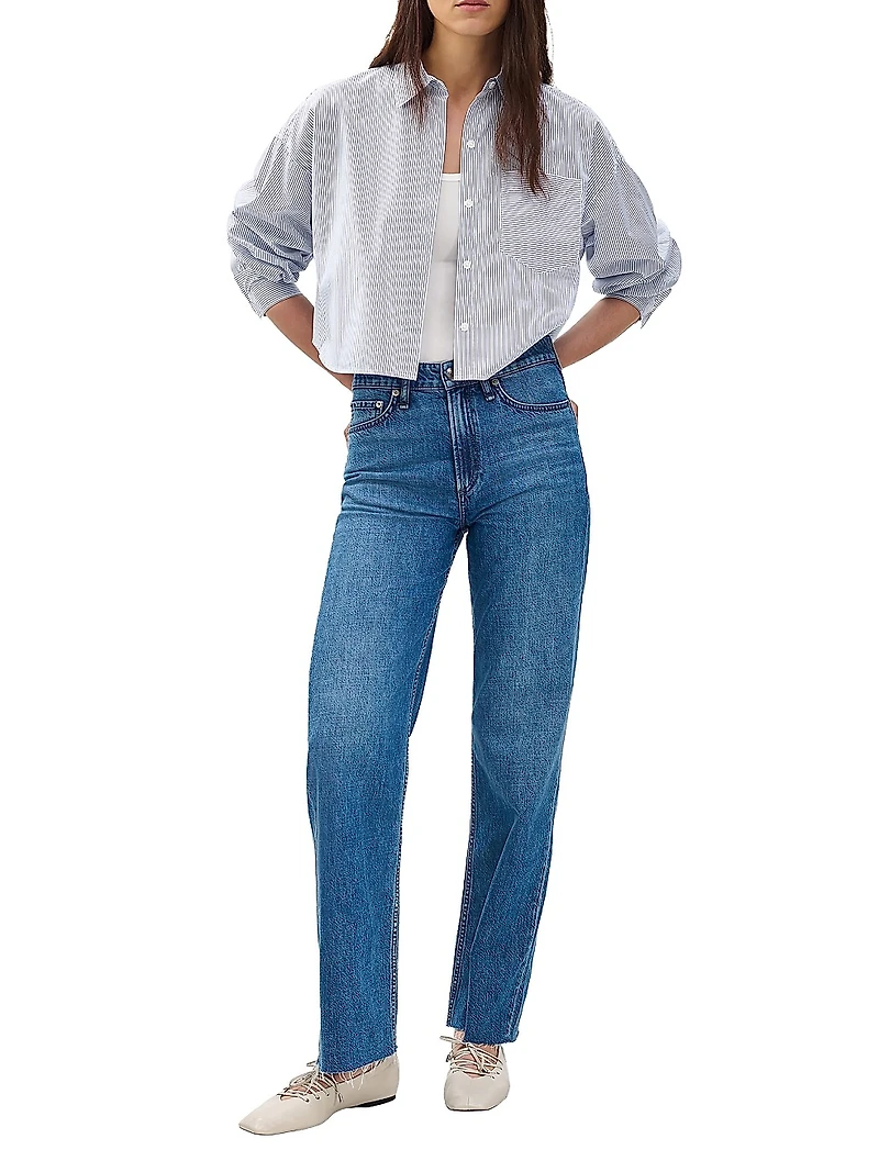 Marin Striped Cotton Crop Shirt