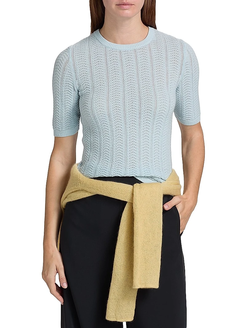 Francesca Merino Wool Short-Sleeve Sweater