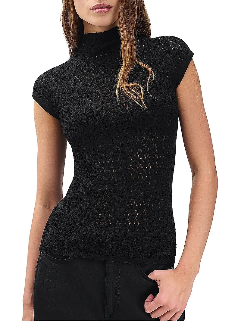Tana Merino Wool Cap-Sleeve Sweater