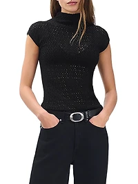 Tana Merino Wool Cap-Sleeve Sweater