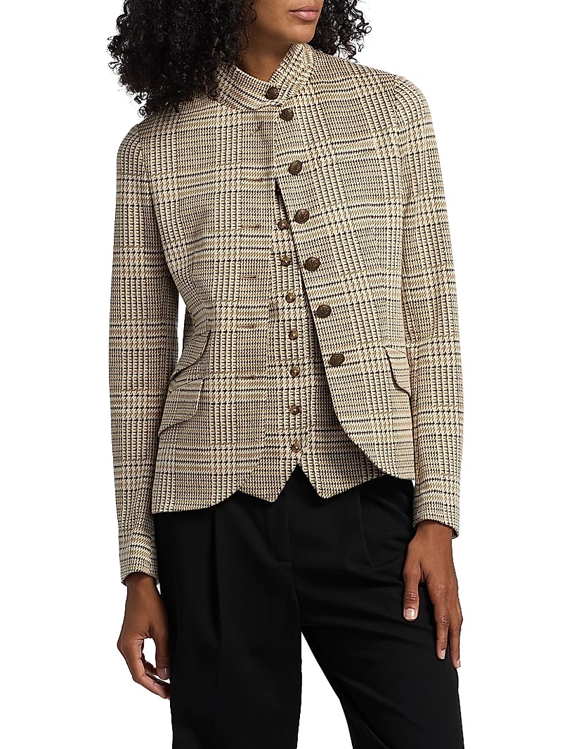 Slade Plaid Ponte Single-Breasted Blazer