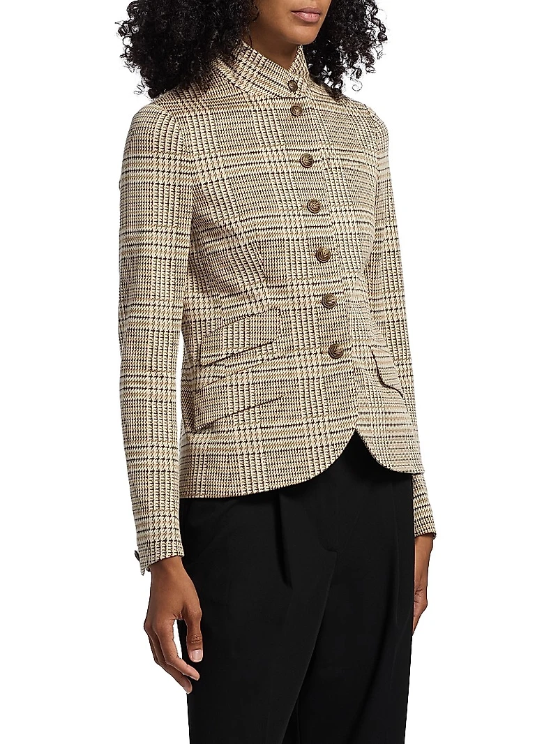 Slade Plaid Ponte Single-Breasted Blazer