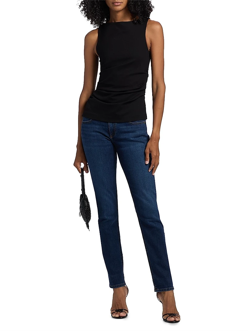 Irina Ponte Ruched Boatneck Tank Top