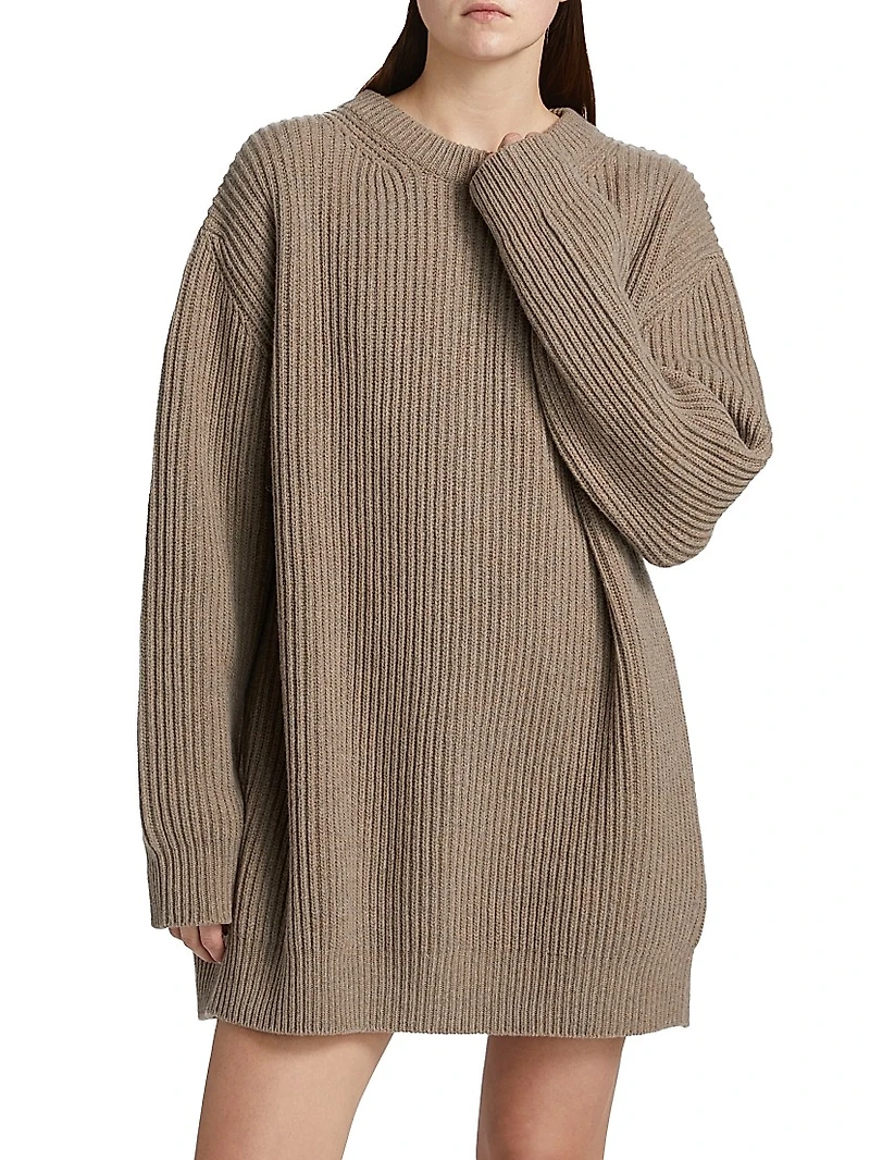 Crewneck Wool-Blend Mini-Sweaterdress