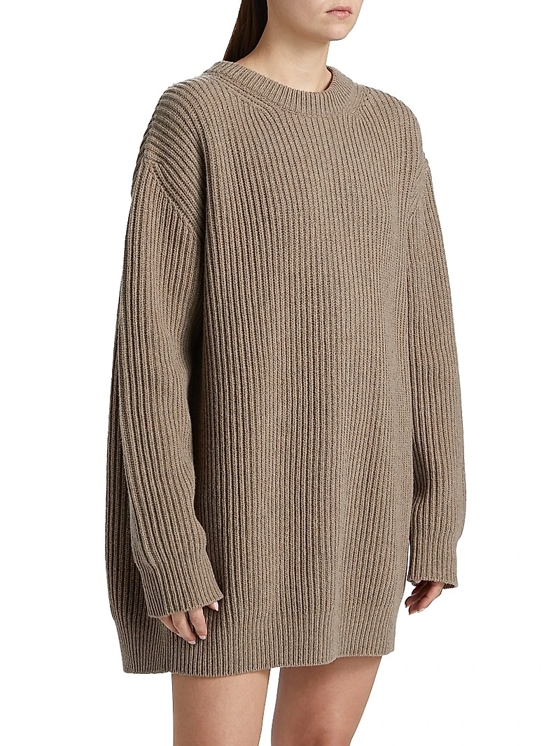 Crewneck Wool-Blend Mini-Sweaterdress