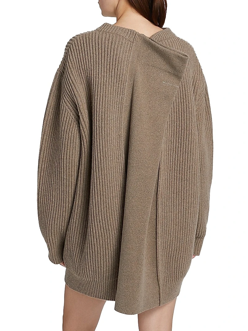 Crewneck Wool-Blend Mini-Sweaterdress