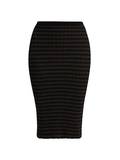 Striped Pencil Midi-Skirt