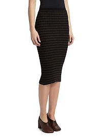 Striped Pencil Midi-Skirt