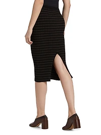 Striped Pencil Midi-Skirt