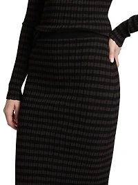 Striped Pencil Midi-Skirt