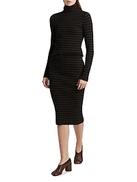 Striped Pencil Midi-Skirt