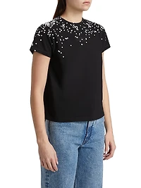 Dot Printed Cotton T-Shirt