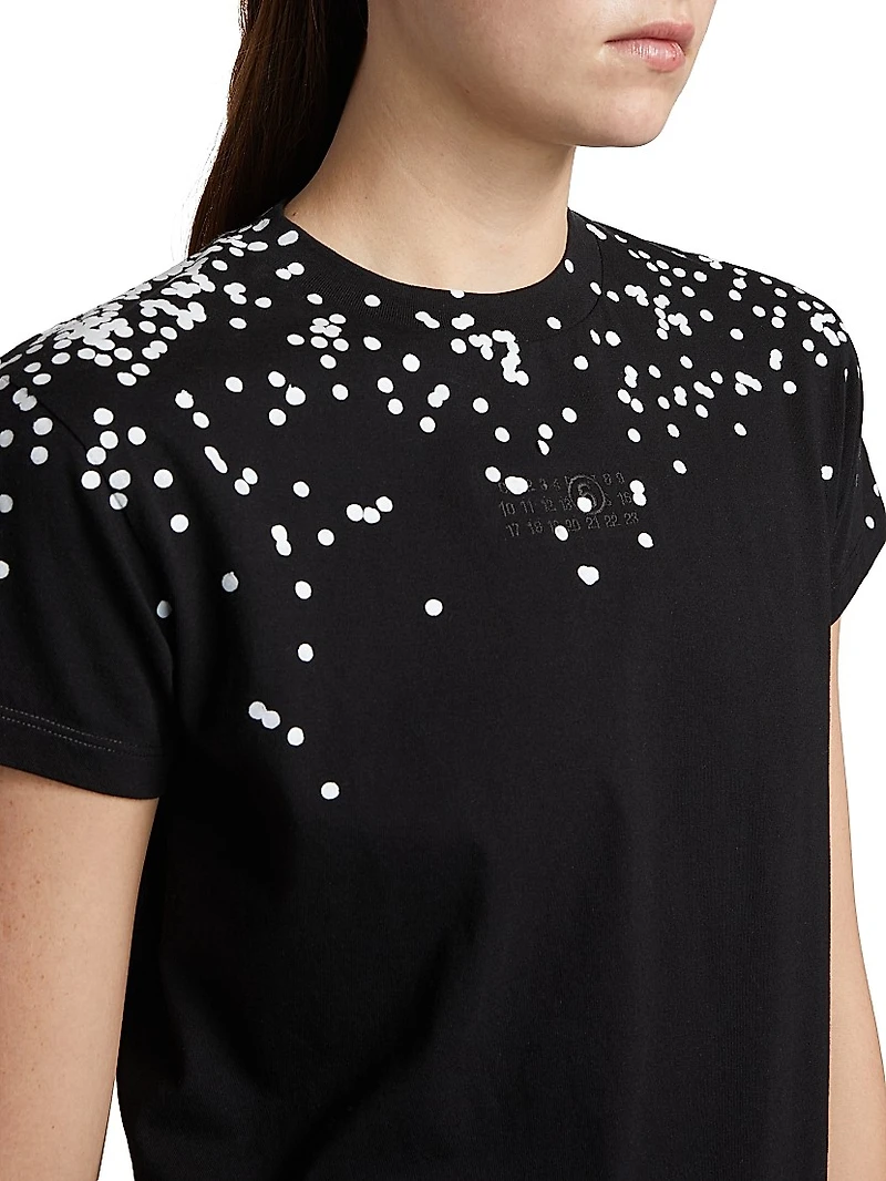 Dot Printed Cotton T-Shirt