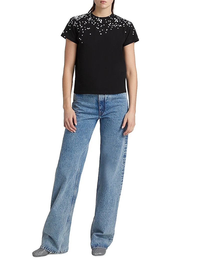 Dot Printed Cotton T-Shirt