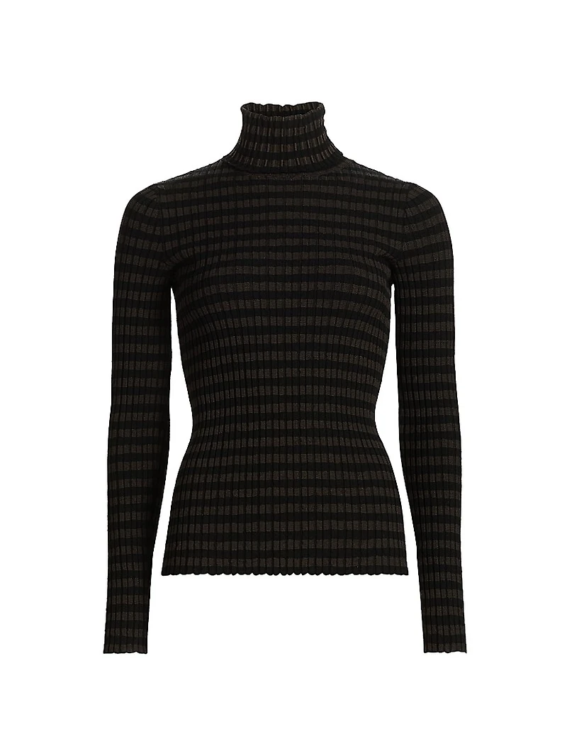 Striped Mock-Turtleneck Sweater