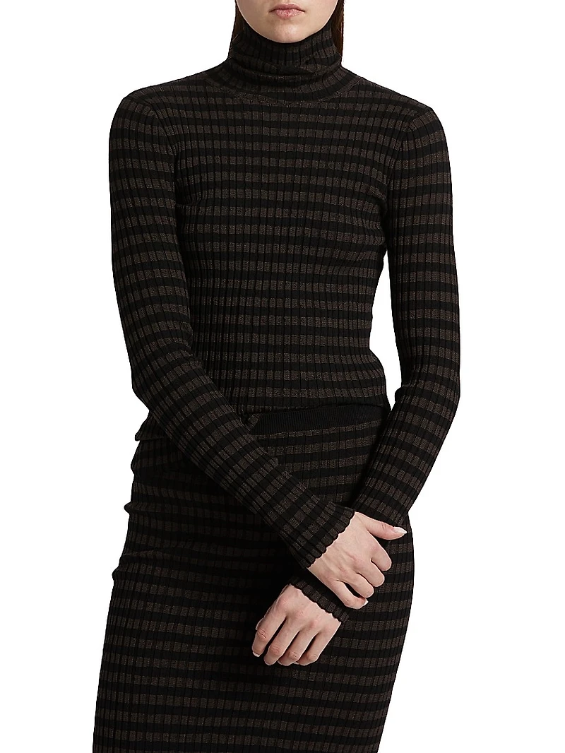 Striped Mock-Turtleneck Sweater