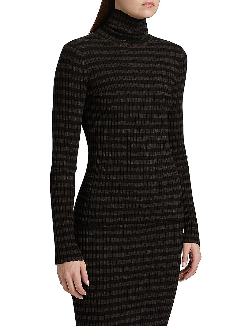 Striped Mock-Turtleneck Sweater