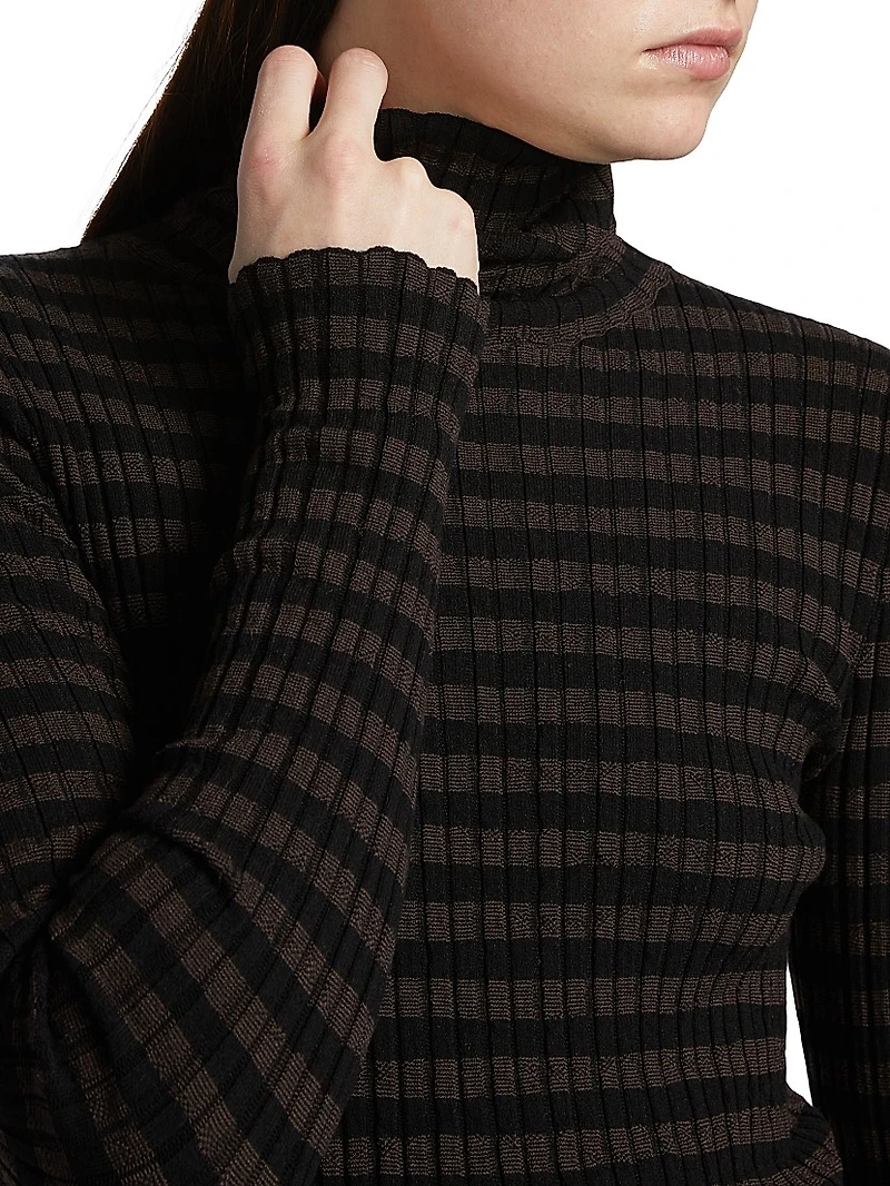Striped Mock-Turtleneck Sweater