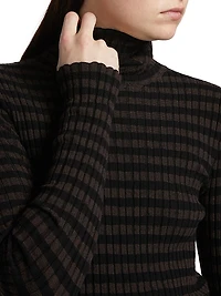 Striped Mock-Turtleneck Sweater