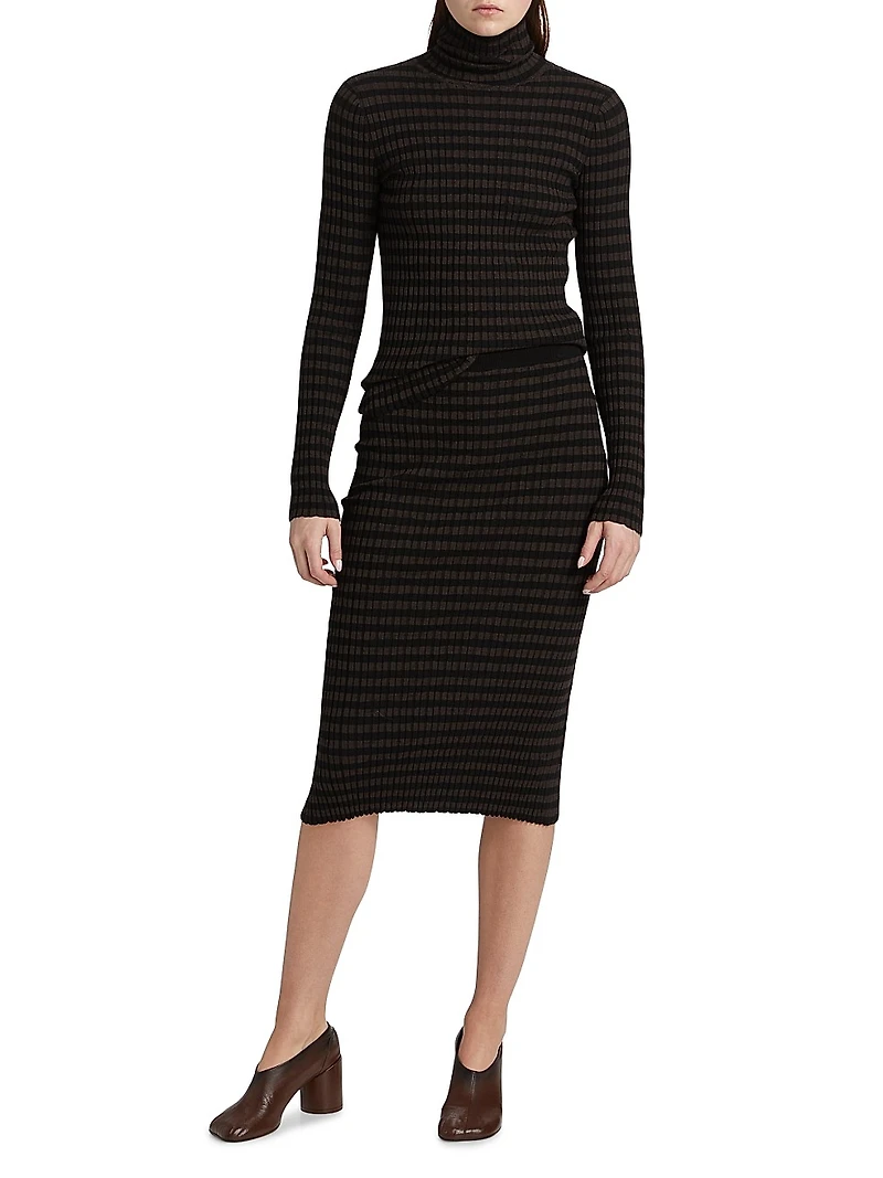 Striped Mock-Turtleneck Sweater