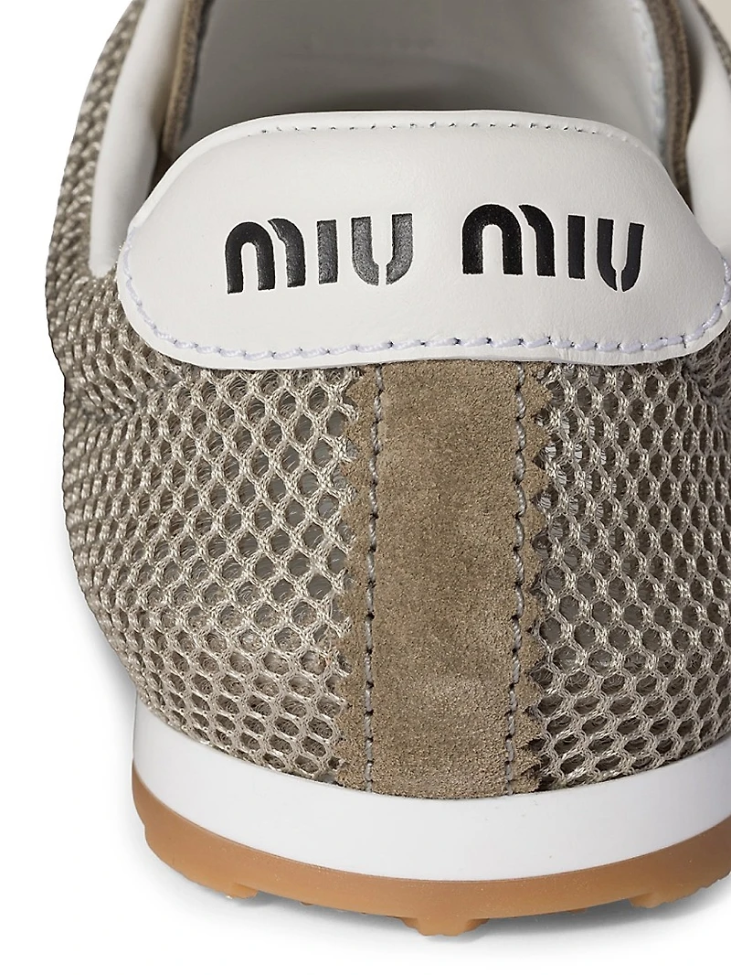 Plume Mesh and Suede Sneakers