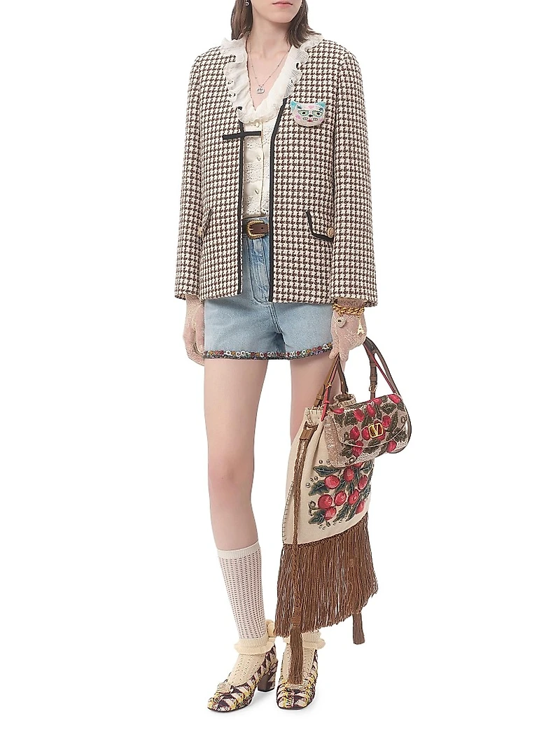 Embroidered Denim Shorts