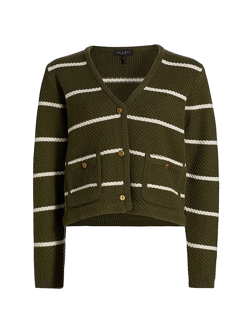 Peggy Striped Wool V-Neck Cardigan